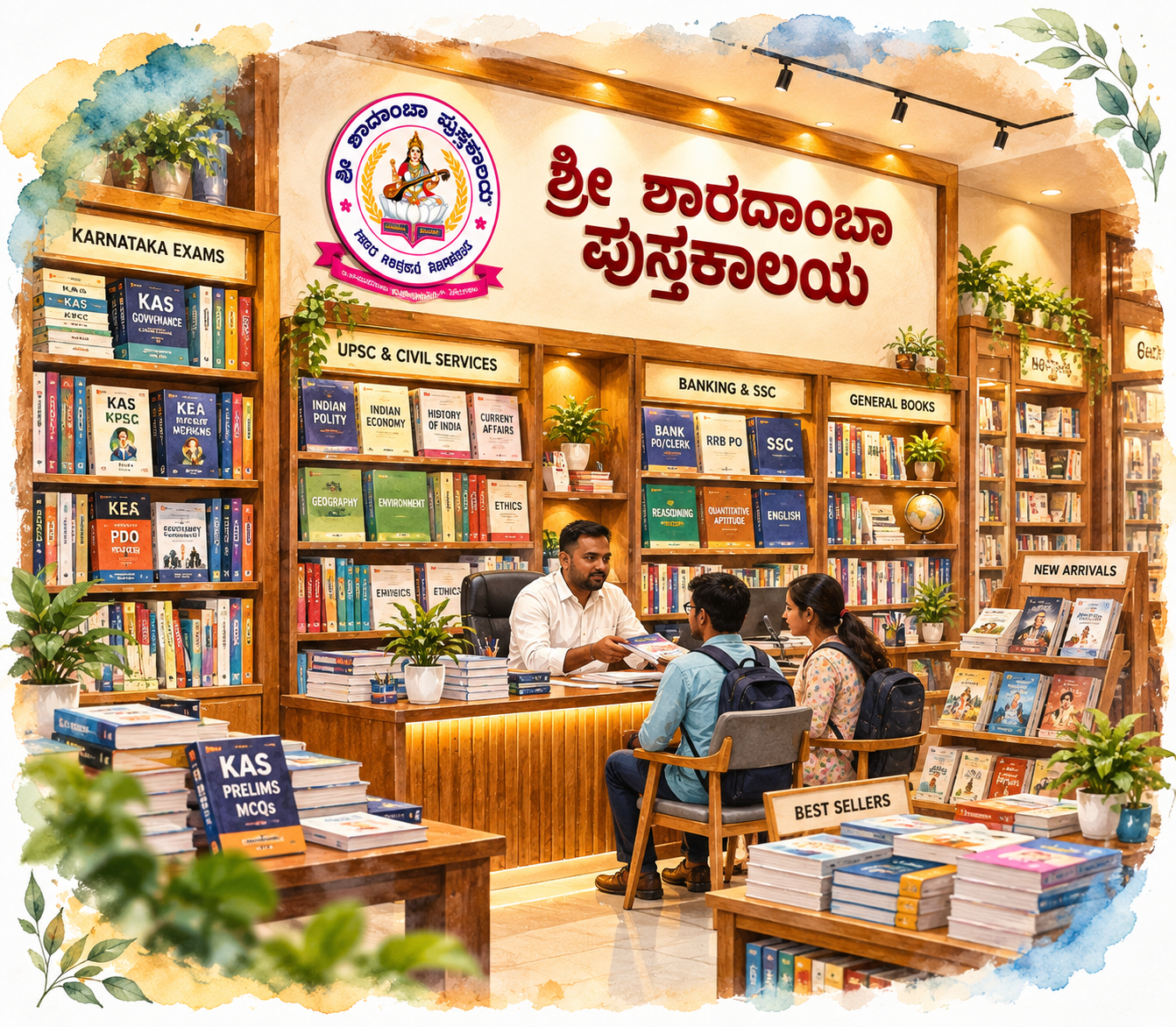 Cozy Kannada Bookstore Study Scene